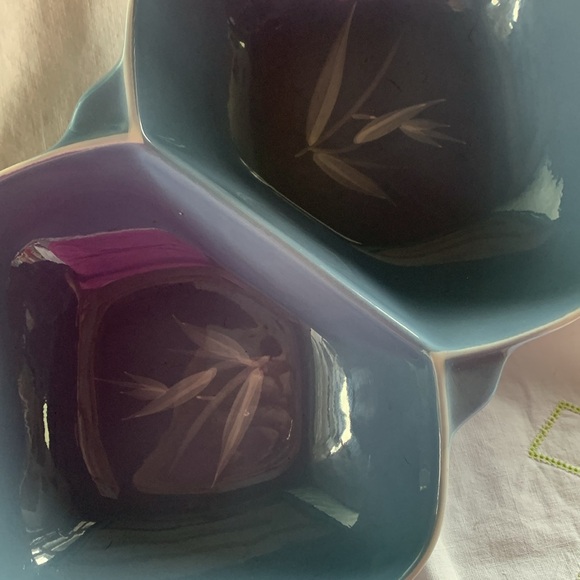 Vintage California Winfield Porcelain China Double Serving Dish Bamboo Pattern - Picture 1 of 4